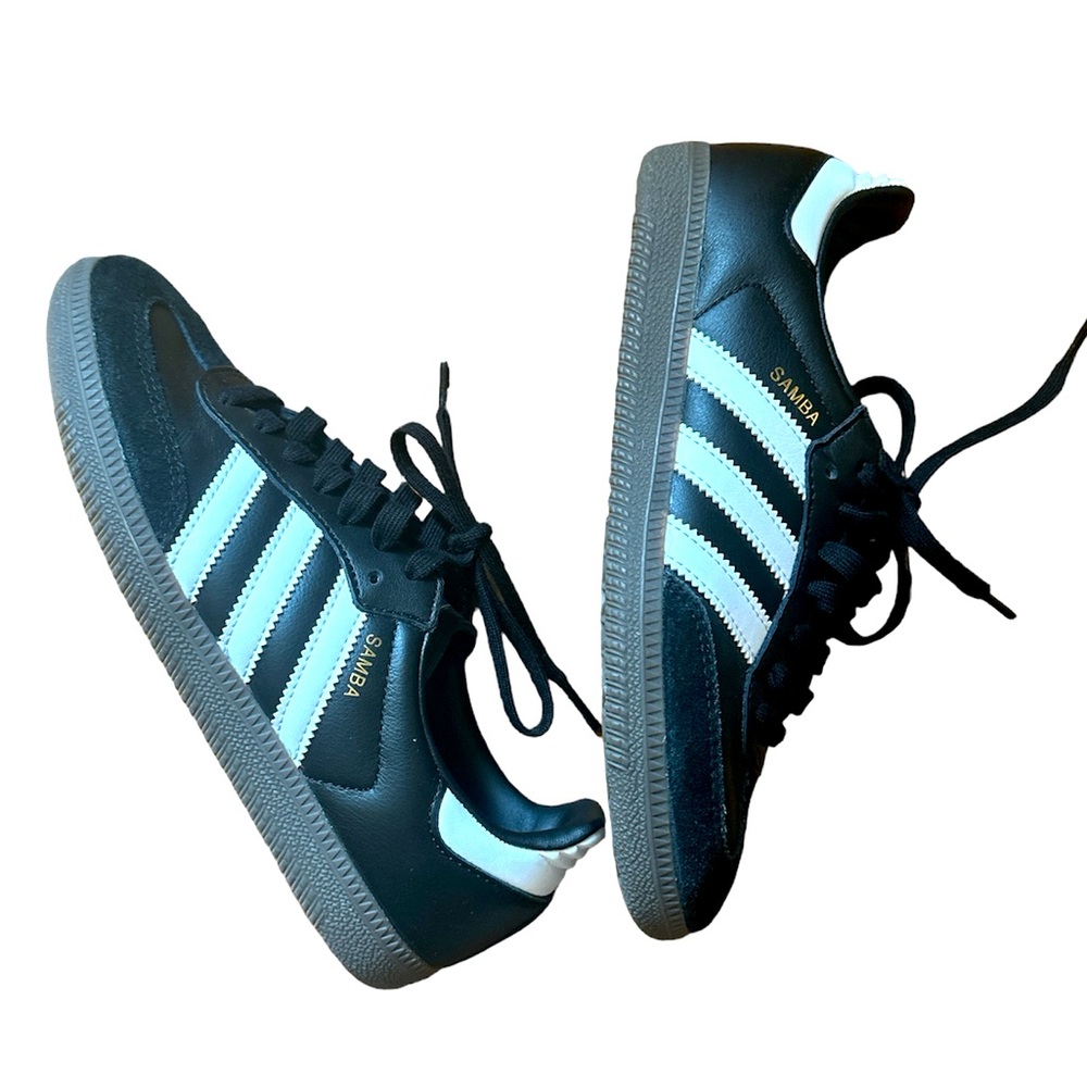 adidas Samba Women's Black with White Stripes Sneakers